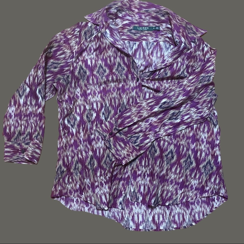 Lauren by Ralph Lauren printed linen button up